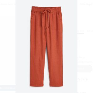 Market & Spruce Lyla High Rise Linen Straight Pull On Pant - Burnt Orange - L